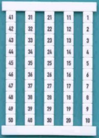 Weidmuller Dekafix Terminal Block Marking Tags numbers 1 thru 50