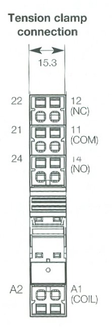 Dimensions of Weidmuller PRS PlugSeries Relay Tension Clamp Version End View